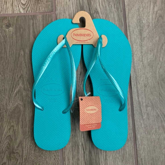 turquoise havaianas flip flops
